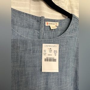 NWT J.Crew Crew Cuts Chambray Embroidered Scalloped Dress for Girls